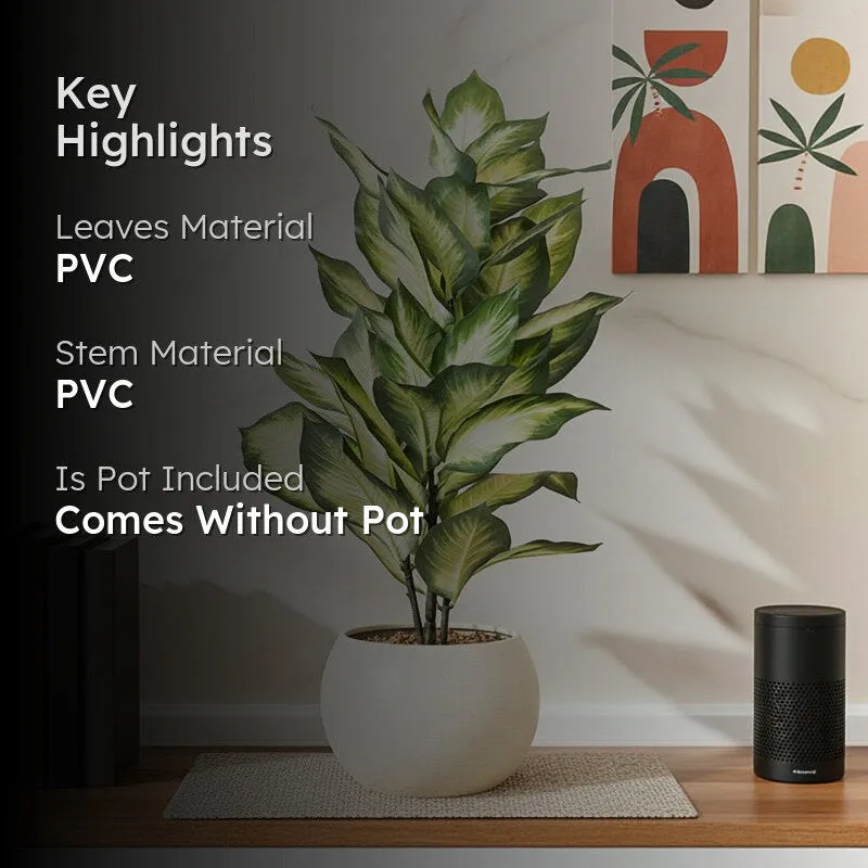 Artificial Golden Dieffenbachia Plant Without Pot - 2 Feet media 2
