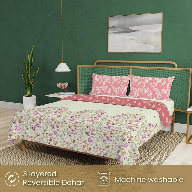 Urban Space Floral Pink Cotton Bedding Set (200 TC) - Four Piece Set media 4