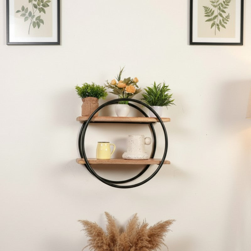 Zalvin Boho Wooden Shelves Wall Rack media 3
