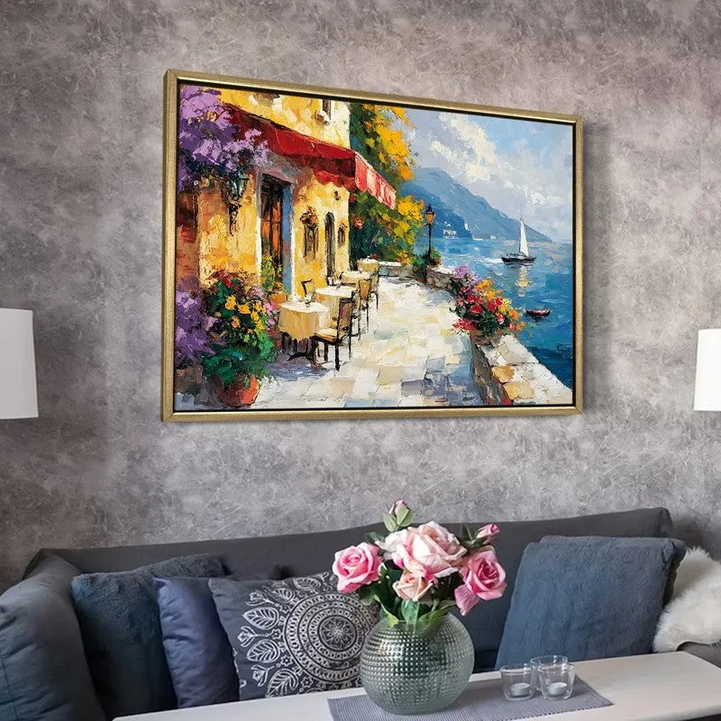 Sidewalk Cafe Canvas Wall Painting With Frame media 6