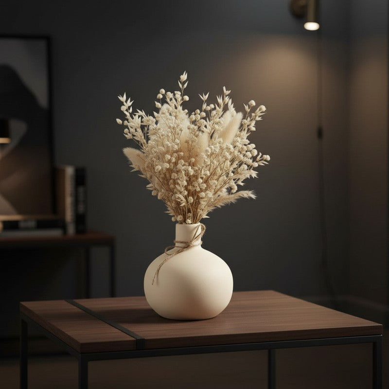 Round Ivory Minimal Ceramic Vase media 5