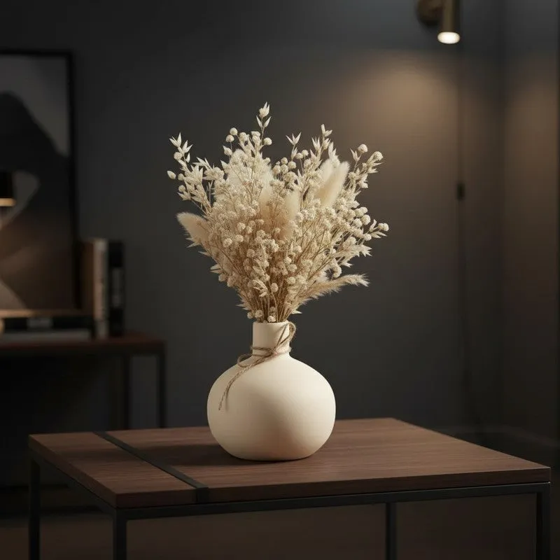 Round Ivory Minimal Ceramic Vase media 5