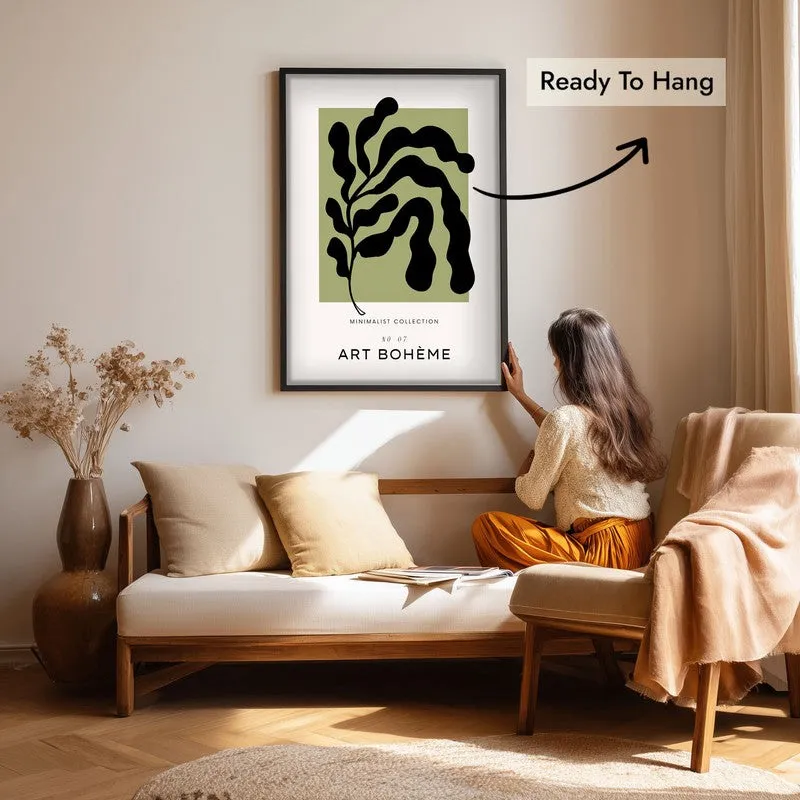 Boho Frond Canvas Wall Painting With Black Frame media 7
