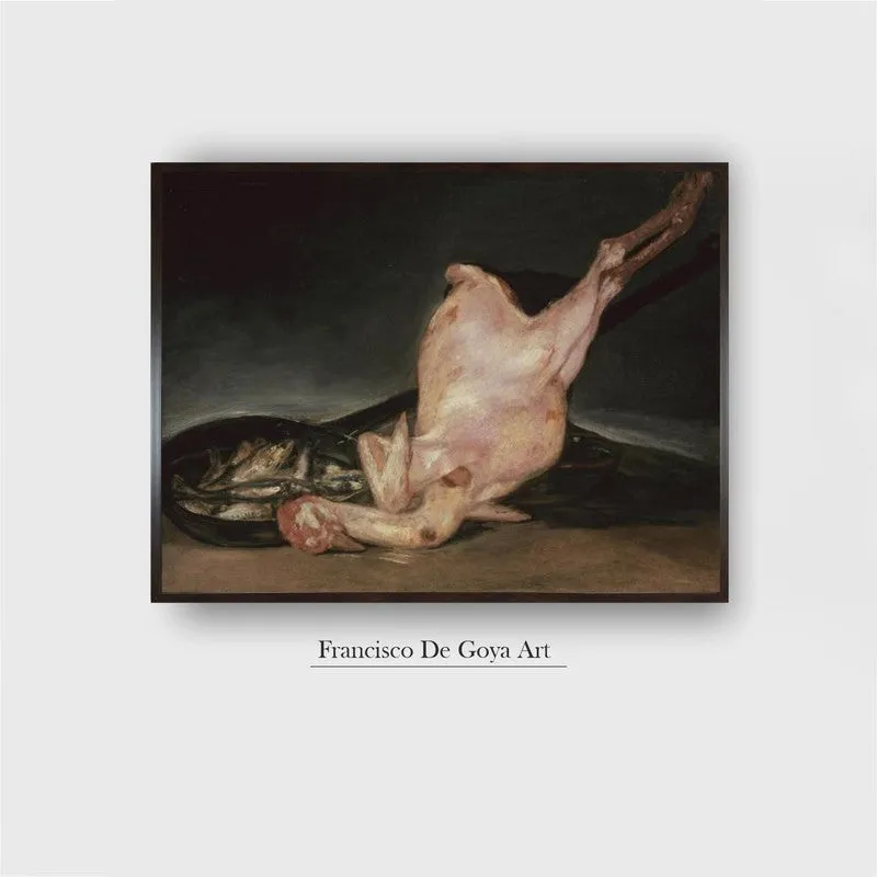 Framed plucked turkey hen painting shown against a light background