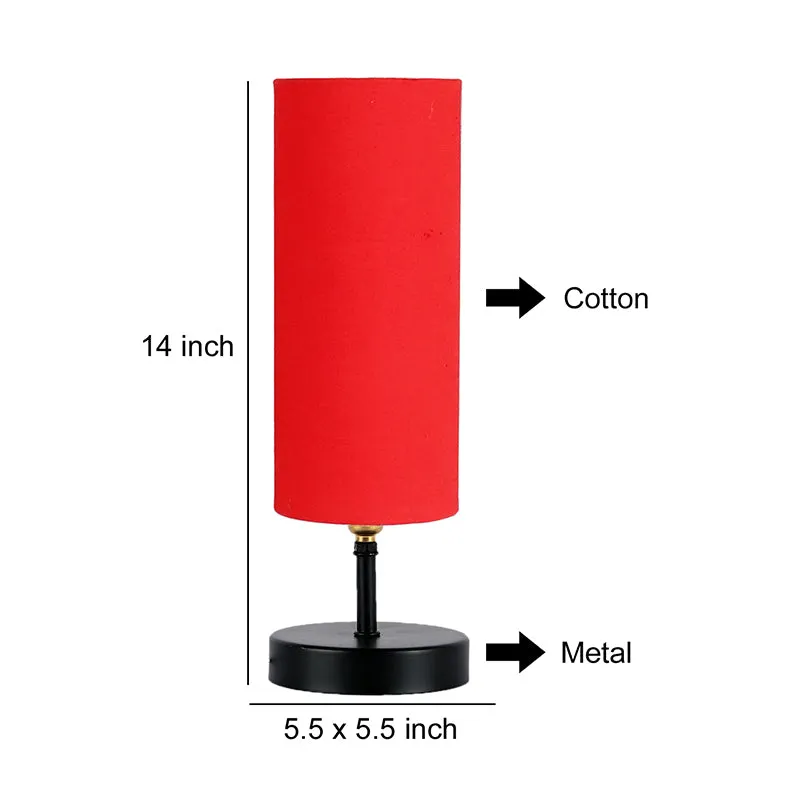 Hisha Metal & Wooden Table Lamp - Red,Black media 5