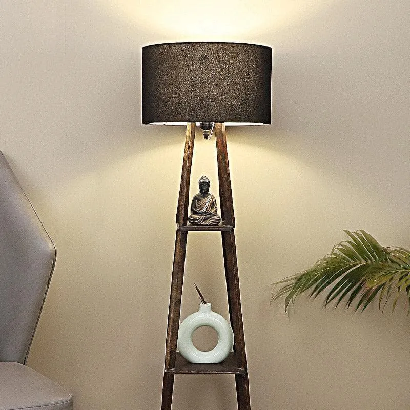 Seasa Wistera Floor With Shelf Lamp With Shelf - Black media 1