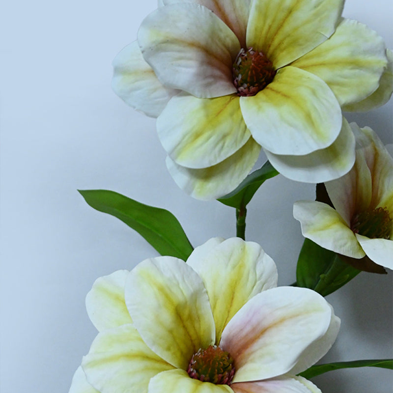 Artificial Magnolia Flower Stick - White & Green media 4