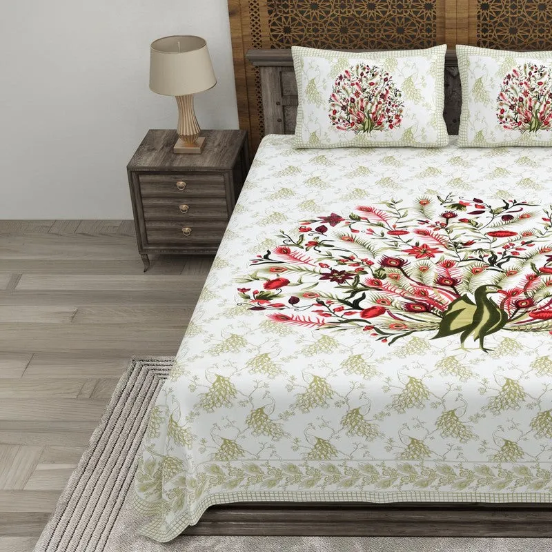 Classicra Cotton Bedsheet (Olive green,Pink) - 240 TC media 3