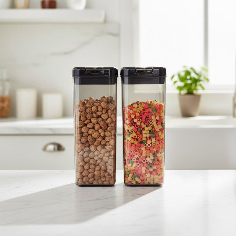 Snaplock Store Aura Air Tight Container (Black/1500 mL Each) - Set of Two - 1500 mL