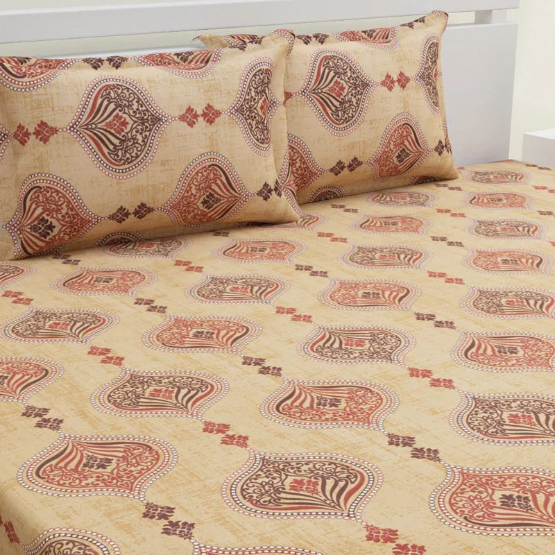 Dreams Of Desert Cotton Bedsheet (Beige, Brown) - 144 TC media 3