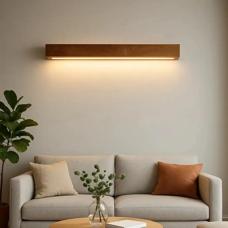 Linear LED Rose Wood Wall Lamp media 1