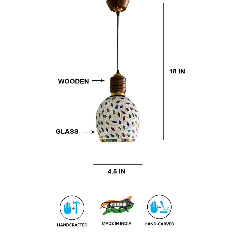 Mosaic Arc Pendant Wooden Ceiling Lamp media 5