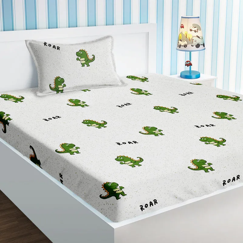 Dino Roar Kids Cotton Bedsheet - 210 TC media 1
