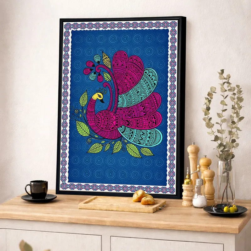 Royal Peacock Canvas Wall Painting With Frame media 5