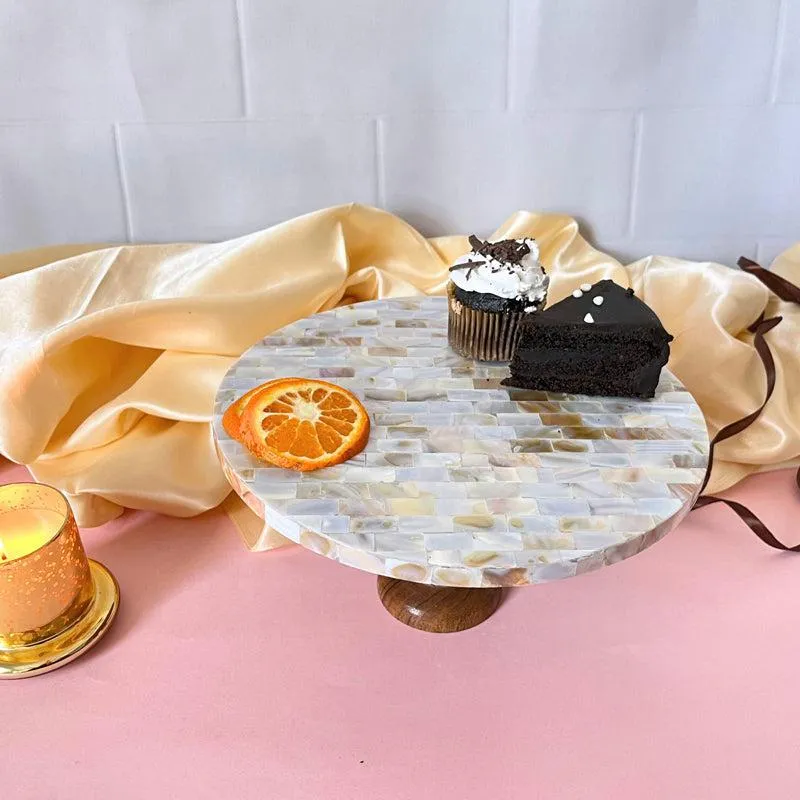 Evie Mother Of Pearl Cake Stand media 3
