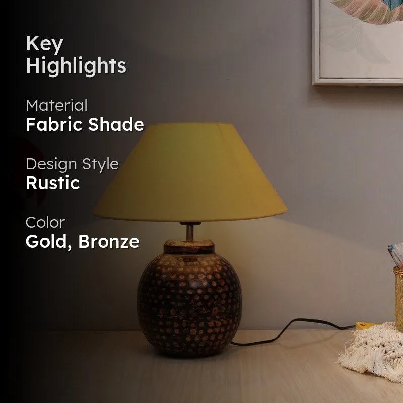 Vintage Charm Fabric Table Lamp - Gold,Bronze media 2