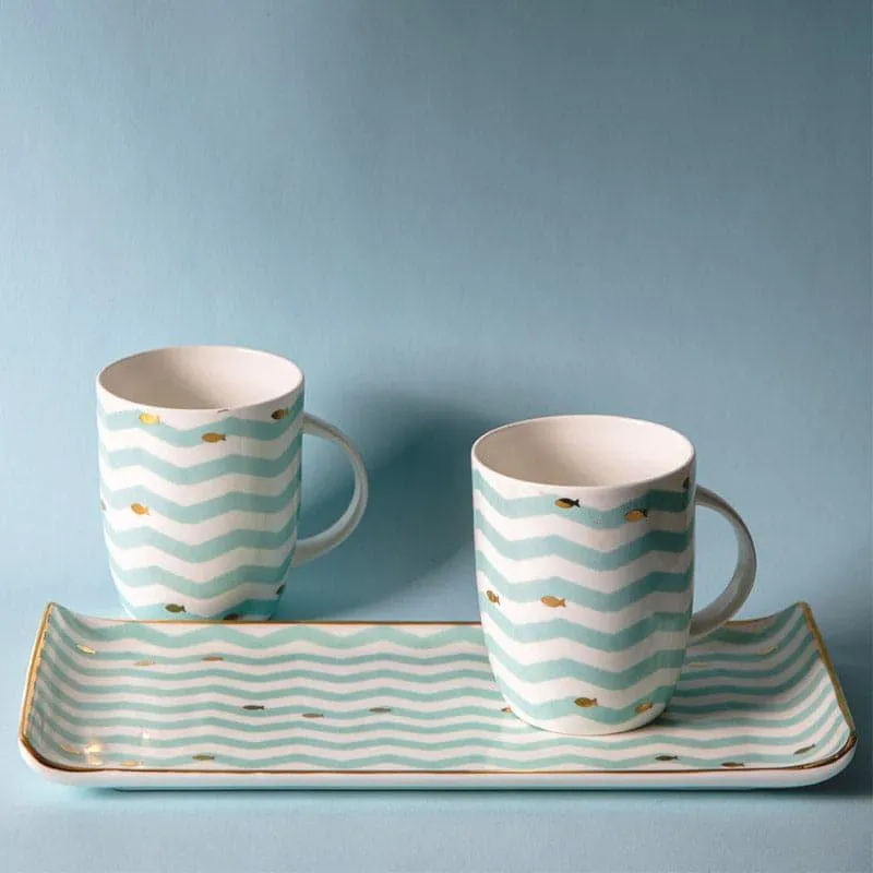 Wavy Bone China Coffee Mug - Set of Three media 1