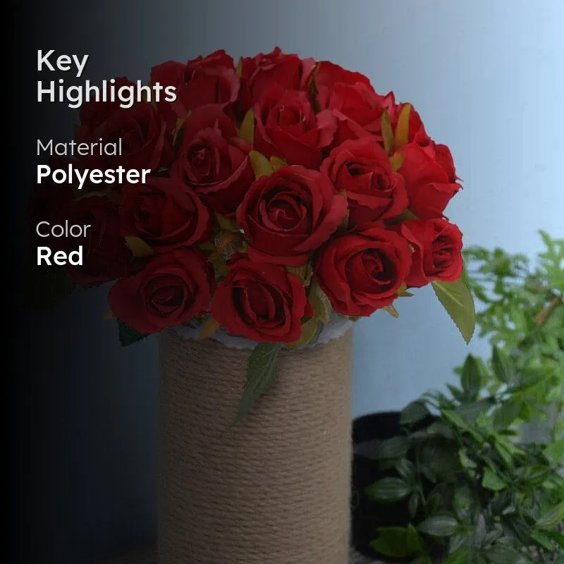 Faux Polyantha Rose Bunch (Red) - Set Of Twelve media 2