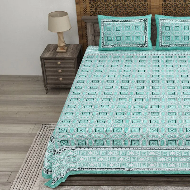 Geoor Cotton Bedsheet (Blue) - 240 TC media 3