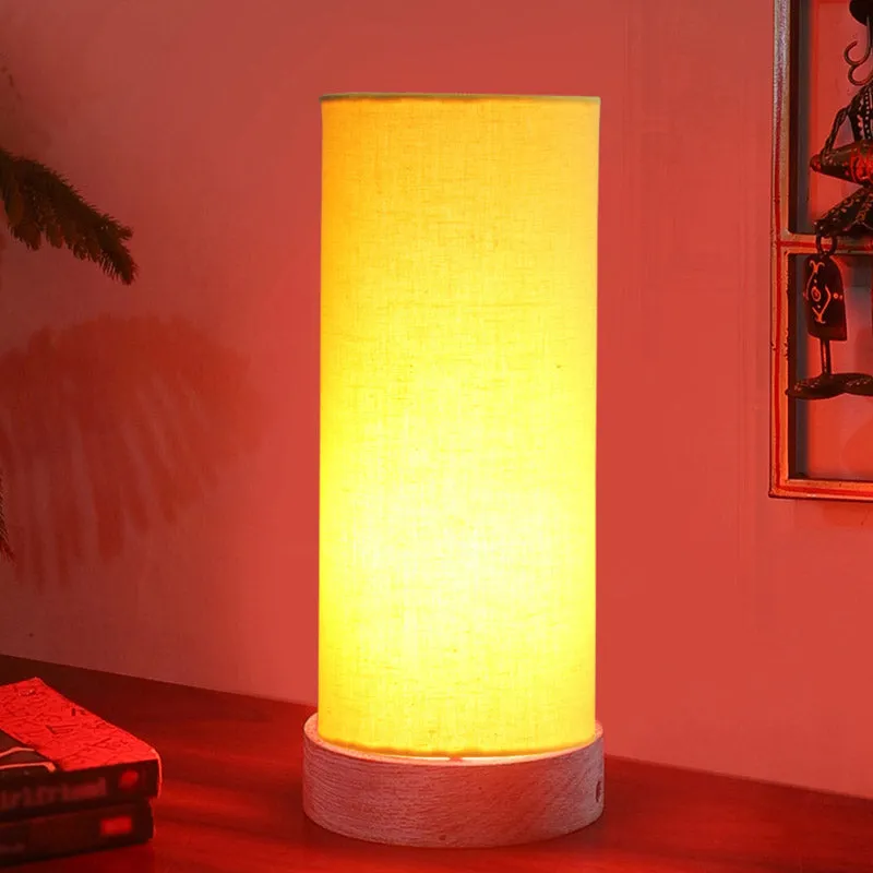 Ocra Tower Wooden Table Lamp - Yellow,White media 2