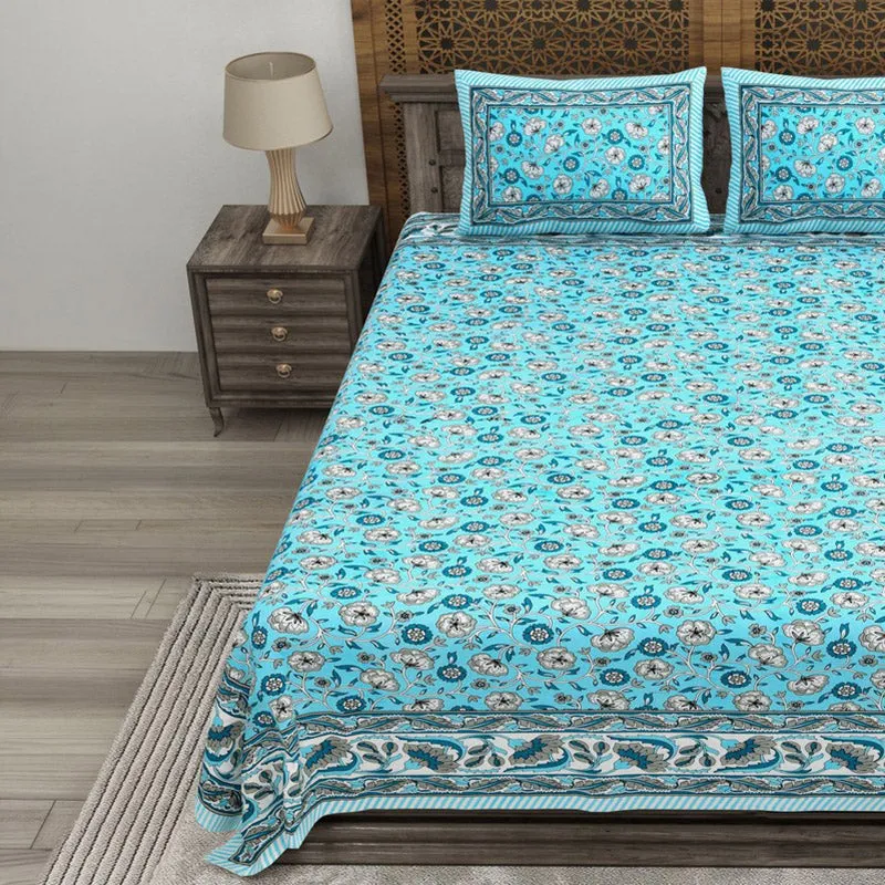 Geora Cotton Bedsheet (Blue) - 240 TC media 3
