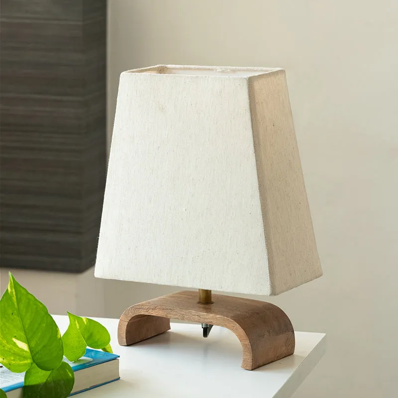 Navitha Handcrafted Mango Wood Table Lamp - Brown,White media 3