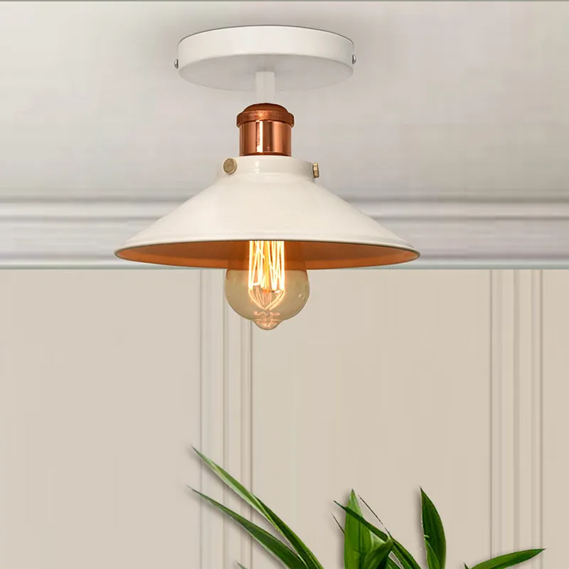 Cove Metal Ceiling Lamp - Rose Gold & White media 2