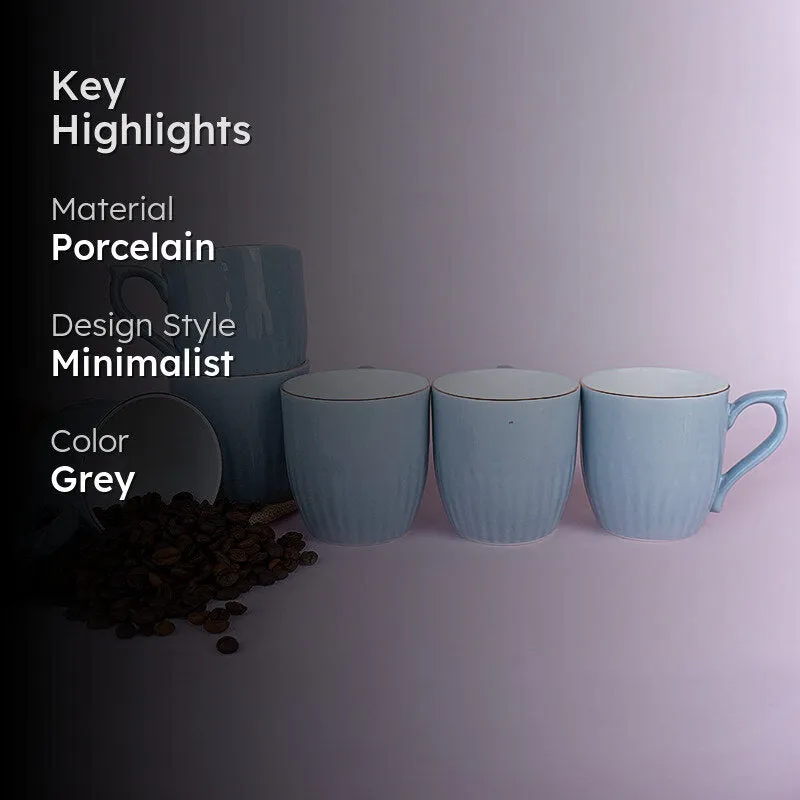 Glimo Porcelain Tea Cup (200 mL Each)/Grey)- Set of Six media 2