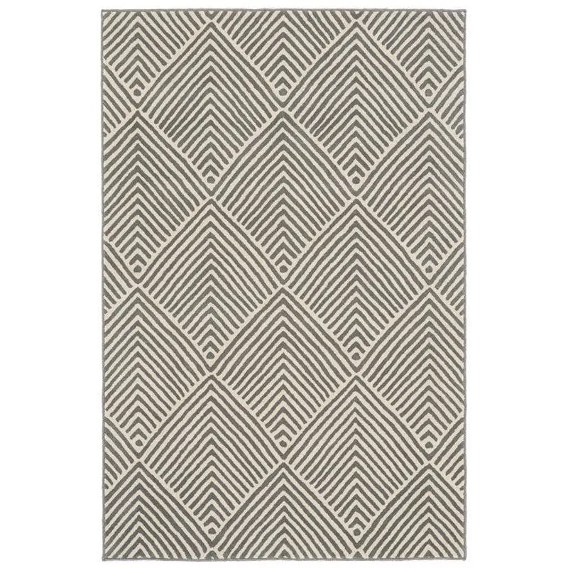 Medon Hand Tufted Geometric Wool & Nylon Carpet - Grey & Green media 1