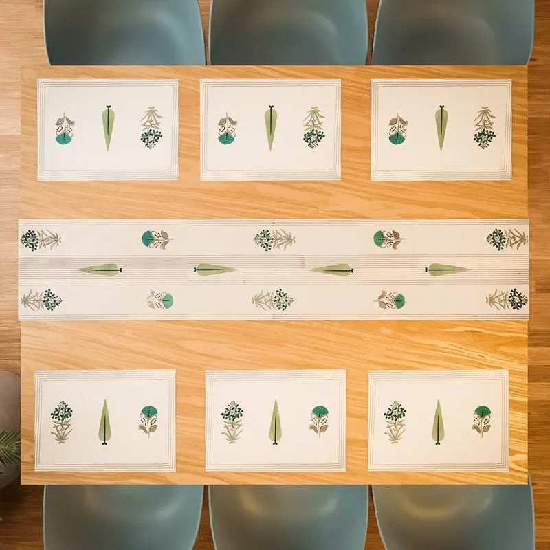 Bloomscape Cotton Table Linen Set (Blue) - Seven Piece Set media 3