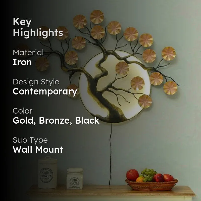 Backlit Flowering Tree Iron Wall Accent media 2