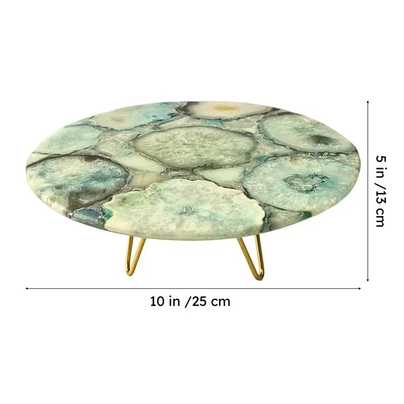 Myrla Handcrafted Agate Cake Stand - Green media 6