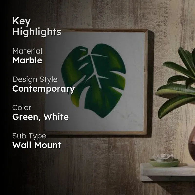 Leafy Art Hand Painted Marble Wall Accent media 2