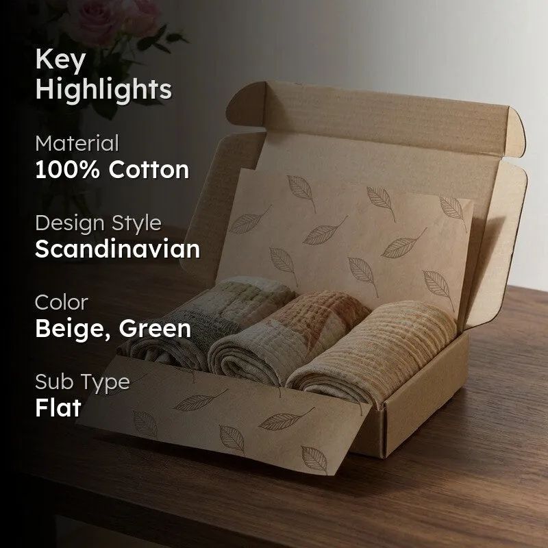 Rang Mahal Cotton Hand Towels (Beige) - Set Of Three media 2