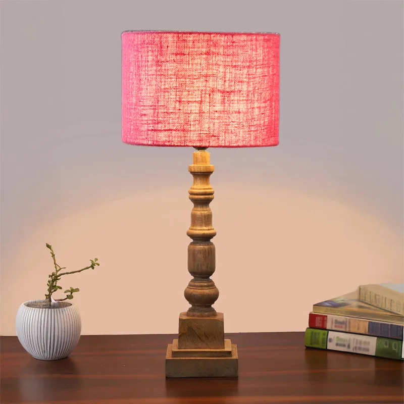Sienna I Arbor Wooden Table Lamp - Pink,Brown media 2