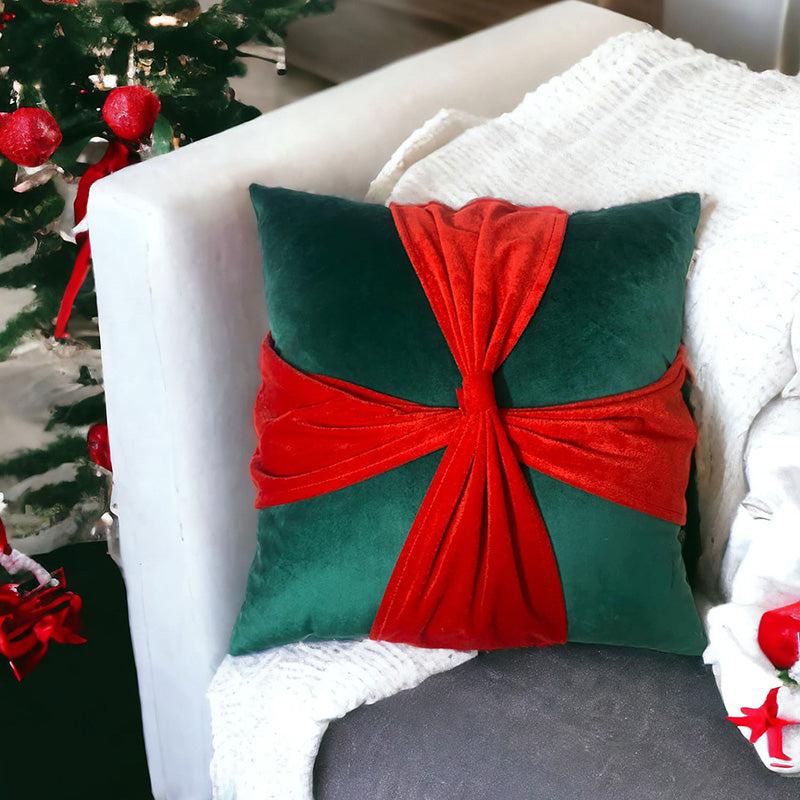 Crimson Knot Velvet Christmas Cushion Cover media 7