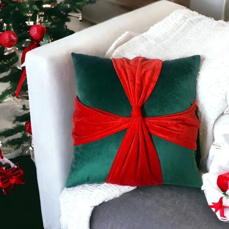 Crimson Knot Velvet Christmas Cushion Cover media 7