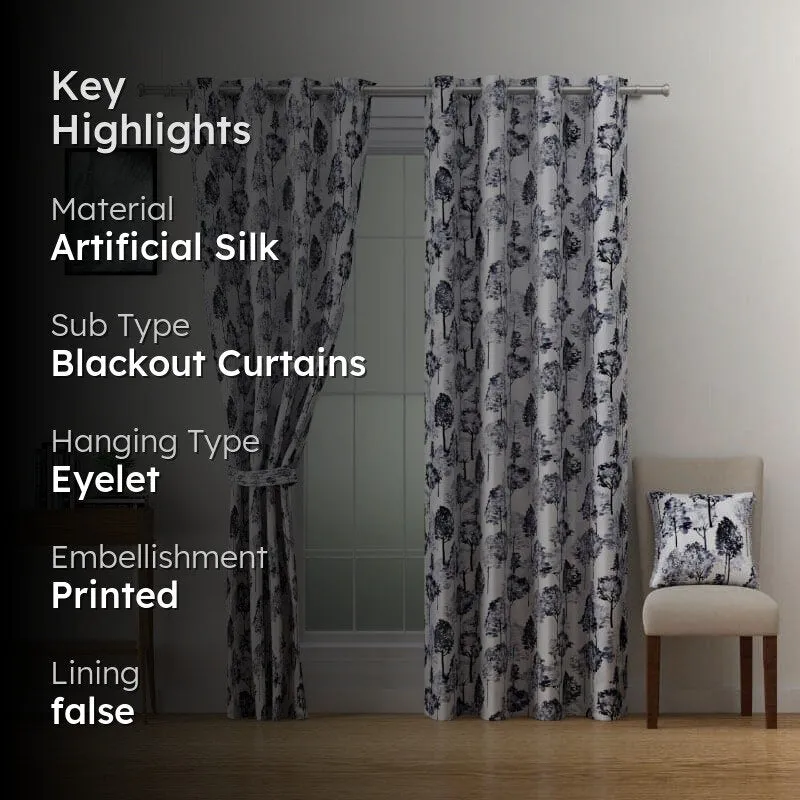 Swayam Mandira Printed Curtain - Grey media 2