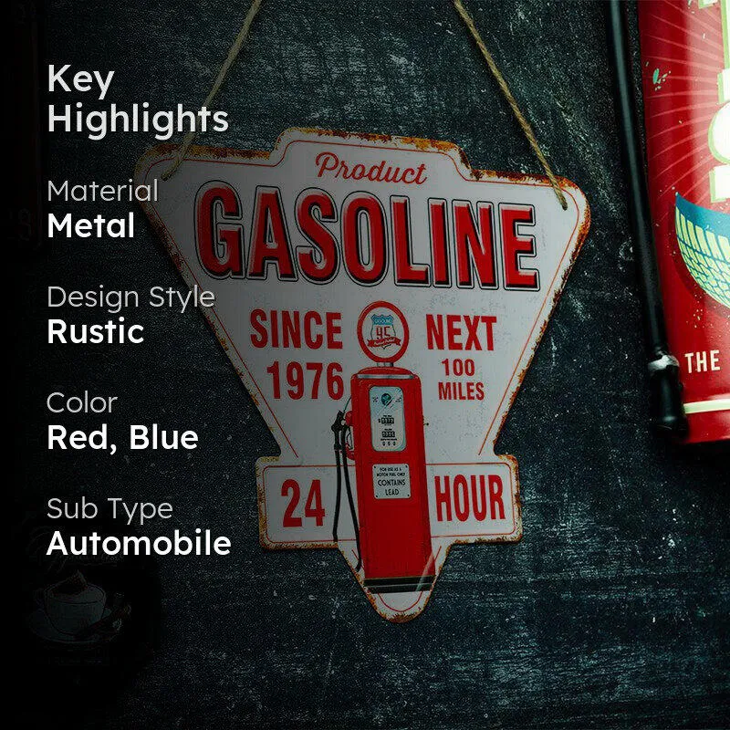 Gasoline Since 1976 Retro Metal Wall Accent media 2