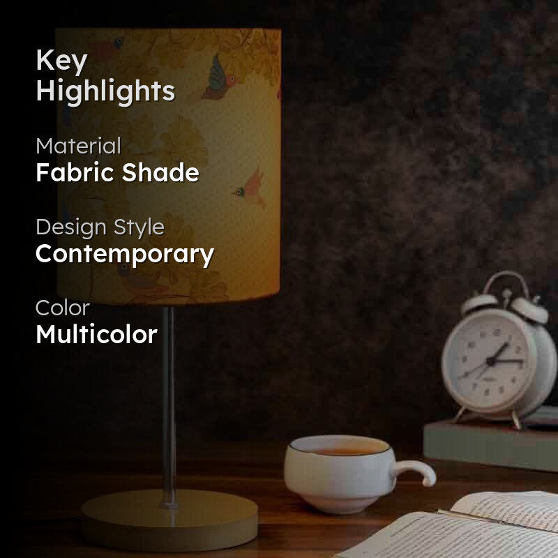 Gond Art Fabric Table Lamp - Multicolor media 2