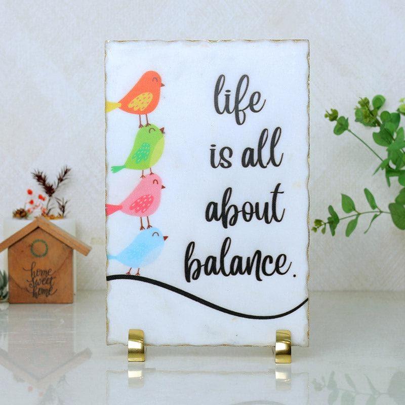 Life Is All About Balance Printed Marble Showpiece