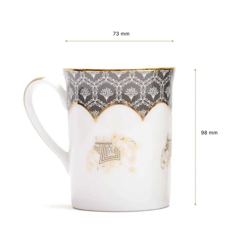 Gilded Legacy Classic 24k Gold Brushed Porcelain Coffee Mug (280 mL Each/Grey) - Set Of Four media 7