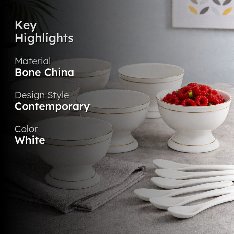 Sonaki BoneChina Ice Cream Cups (160 ML Each) - Set of Six media 2