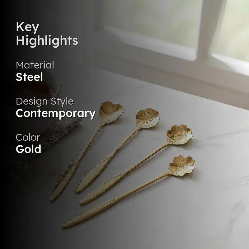Prime Petal Steel Desert Spoon - Set of Four media 2