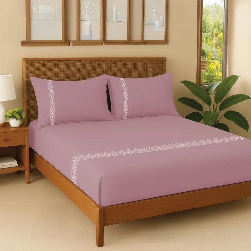 Urban Space Solid Comfort Cotton Bedsheet (Pink) - 300 TC media 1