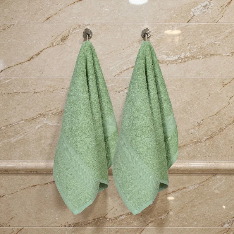 PlushAura Cotton Hand Towel (Olive) - Set Of Two media 3