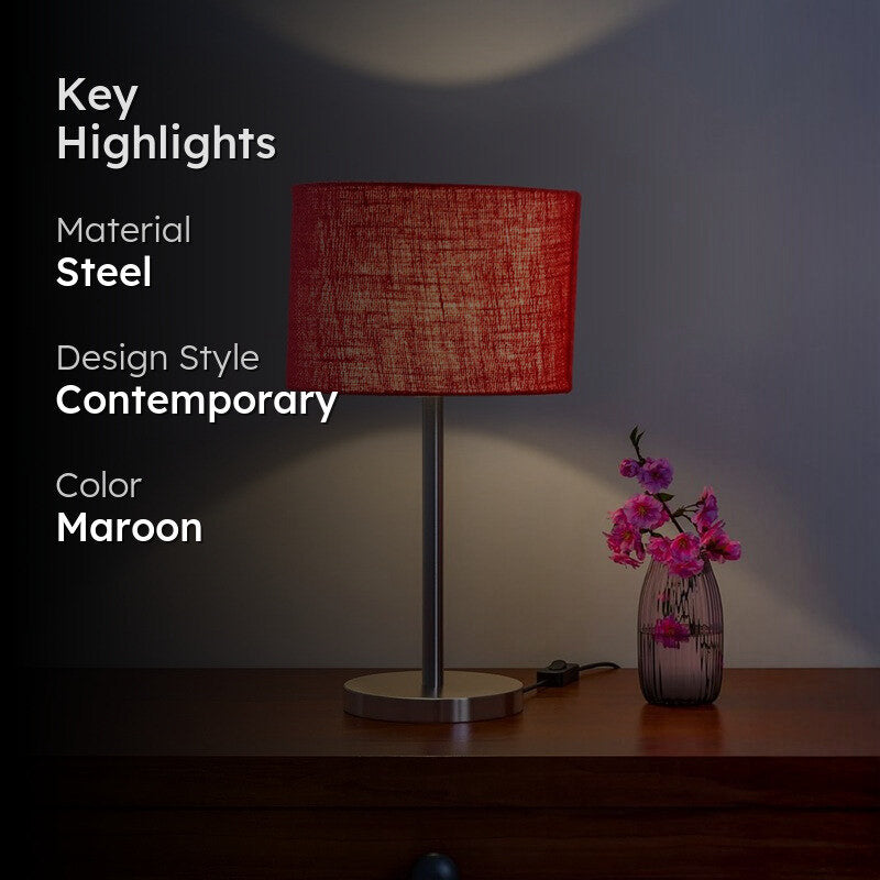 Noctra Aura Glow Metal Table Lamp - Maroon media 2