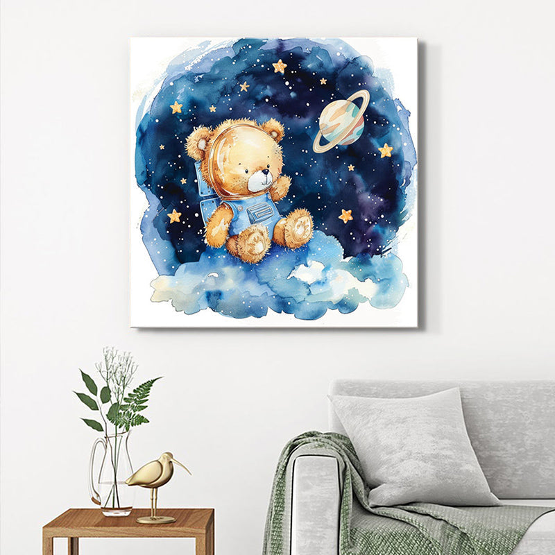 Teddy In Galaxy Wall Painting