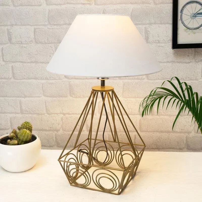 Lumina Glow Fabric Table Lamp - White,Gold media 1