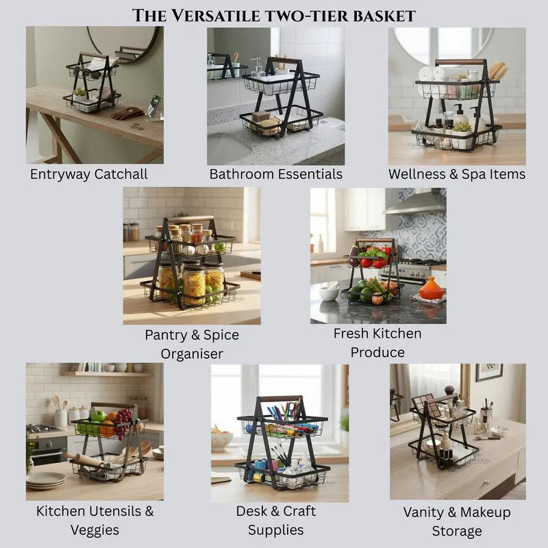 LuxeTier Fruit Basket - Black media 8